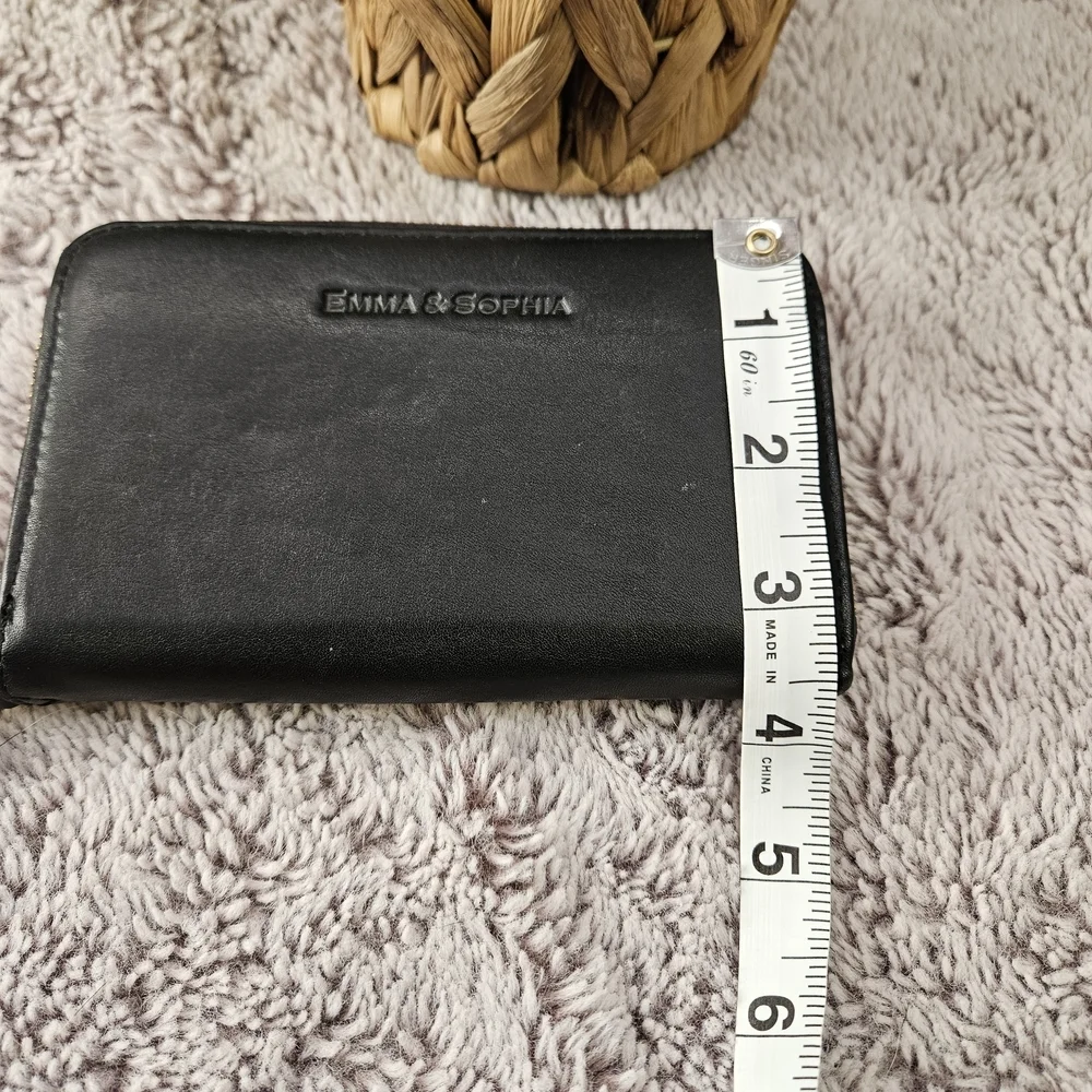 Emma & Sophia Black Zip-Around Wristlet Wallet | Gold Hardware
